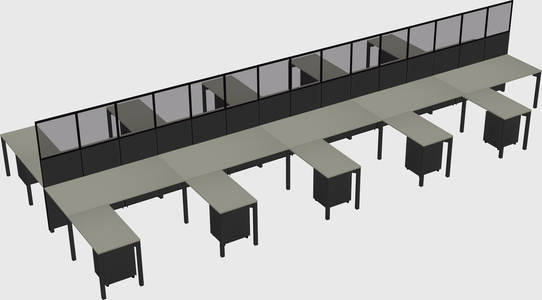 Shared l-shape cubicle