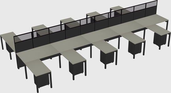 Shared l-shape cubicle