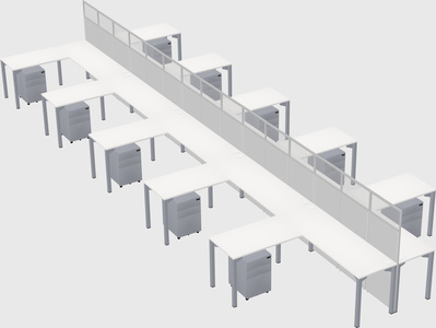 Shared l-shape cubicle