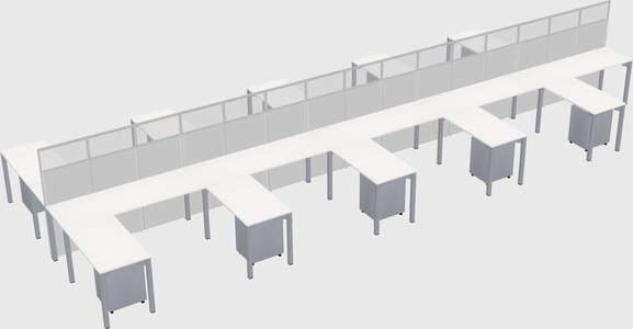 Shared l-shape cubicle