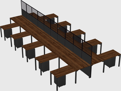 Shared l-shape cubicle