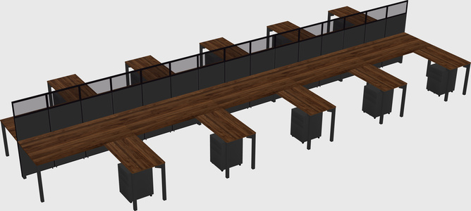 Shared l-shape cubicle