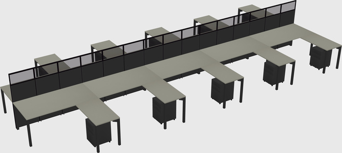 Shared l-shape cubicle