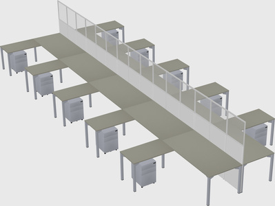 Shared l-shape cubicle