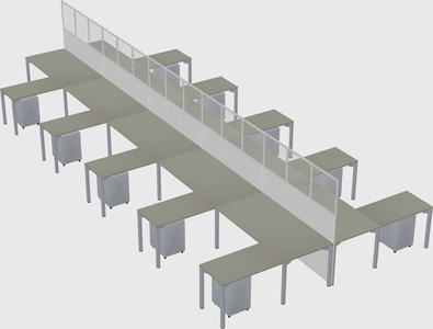 Shared l-shape cubicle