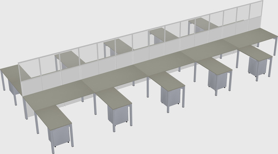 Shared l-shape cubicle