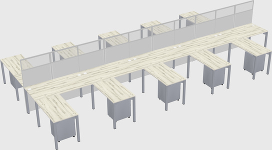 Shared l-shape cubicle