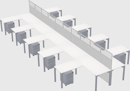 Shared l-shape cubicle