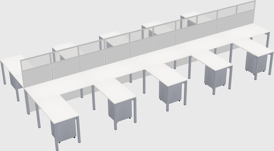 Shared l-shape cubicle