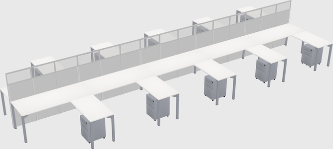 Shared l-shape cubicle