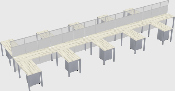 Shared l-shape cubicle