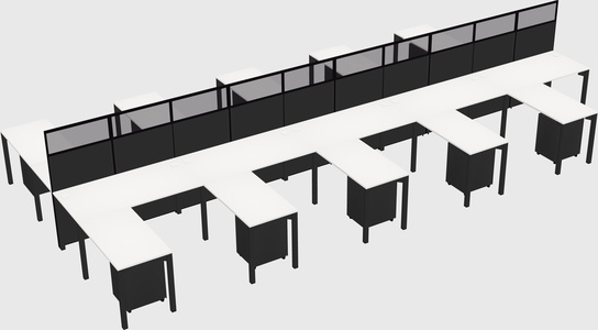 Shared l-shape cubicle
