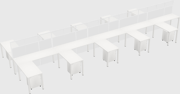 Shared l-shape cubicle
