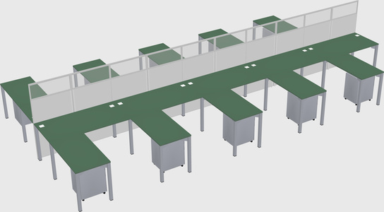 Shared l-shape cubicle