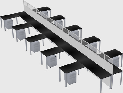 Shared l-shape cubicle
