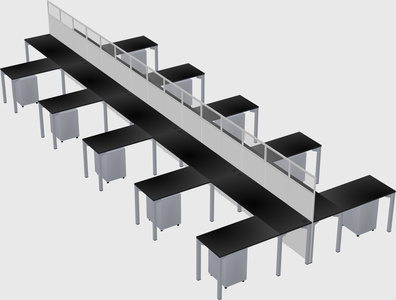 Shared l-shape cubicle