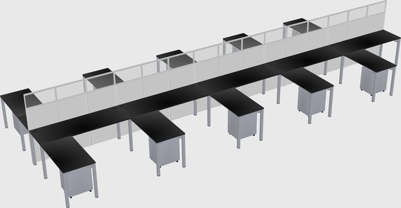 Shared l-shape cubicle