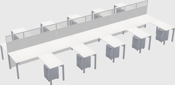 Shared l-shape cubicle