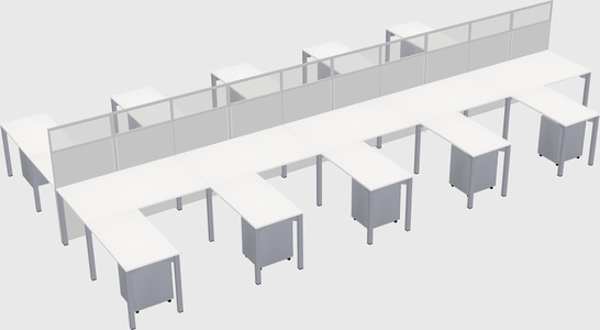 Shared l-shape cubicle