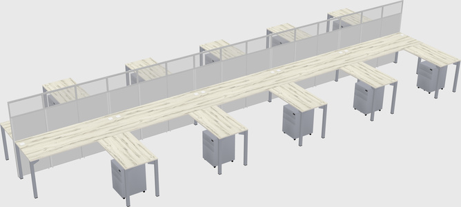 Shared l-shape cubicle