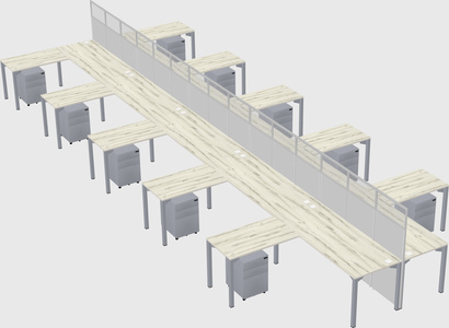 Shared l-shape cubicle