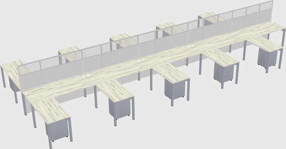 Shared l-shape cubicle