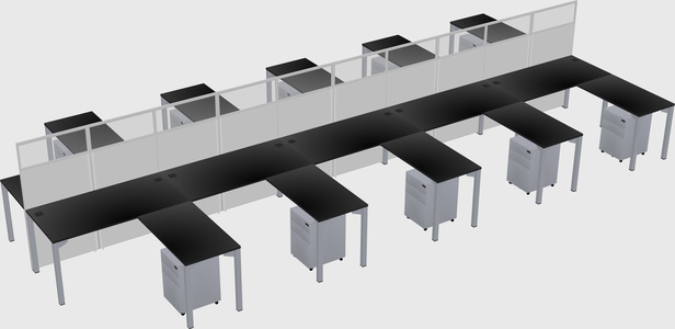 Shared l-shape cubicle