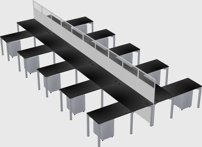 Shared l-shape cubicle