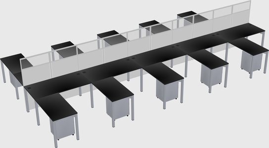 Shared l-shape cubicle