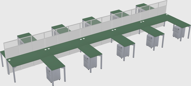 Shared l-shape cubicle