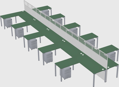 Shared l-shape cubicle