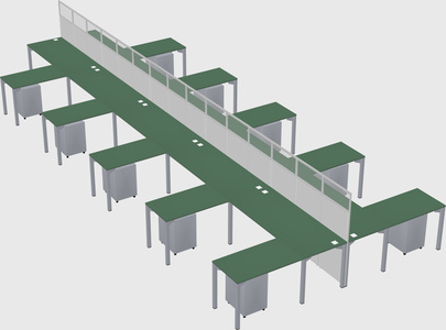 Shared l-shape cubicle