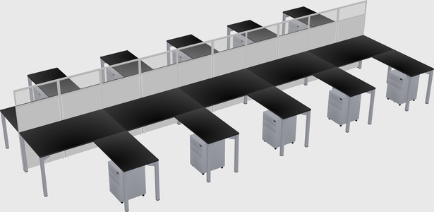 Shared l-shape cubicle