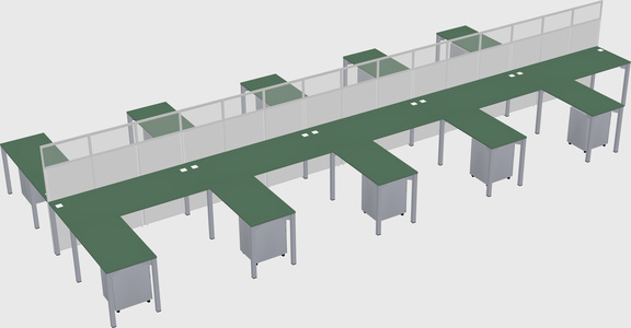 Shared l-shape cubicle