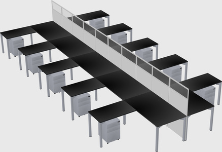 Shared l-shape cubicle
