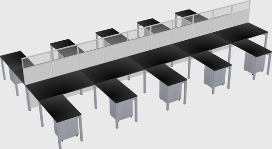 Shared l-shape cubicle