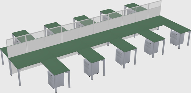 Shared l-shape cubicle