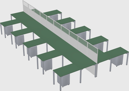 Shared l-shape cubicle