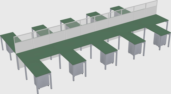 Shared l-shape cubicle