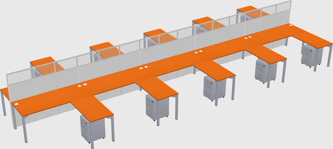 Shared l-shape cubicle