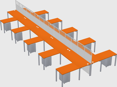 Shared l-shape cubicle