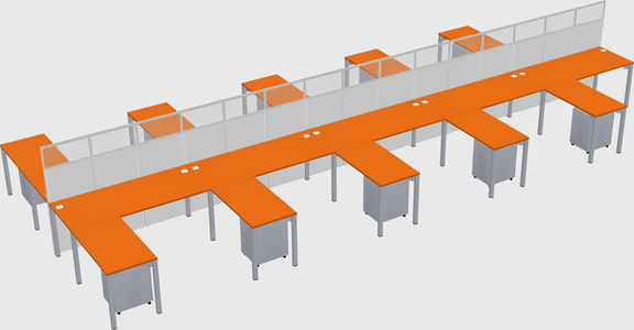 Shared l-shape cubicle