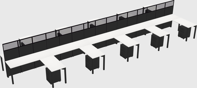 Shared l-shape cubicle