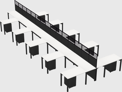 Shared l-shape cubicle