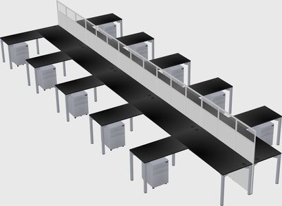 Shared l-shape cubicle