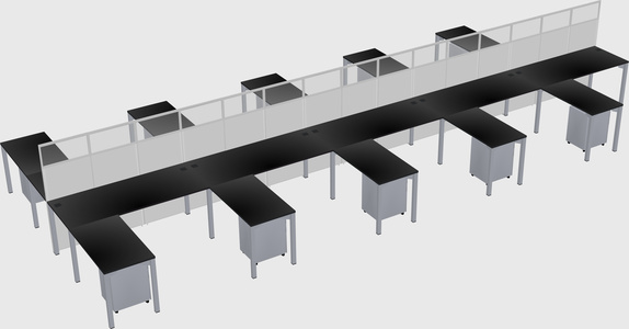 Shared l-shape cubicle