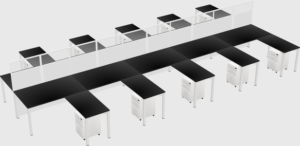 Shared l-shape cubicle