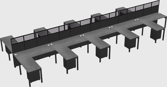 Shared l-shape cubicle