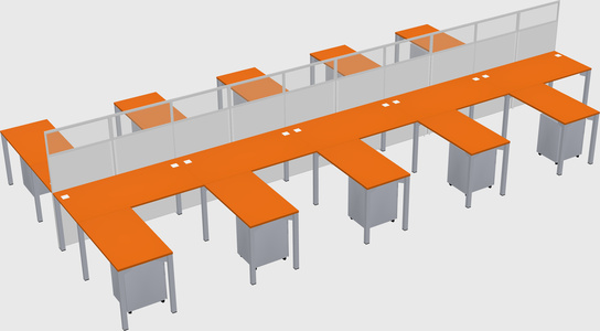 Shared l-shape cubicle