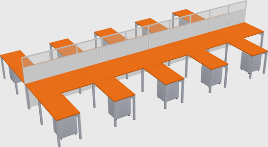 Shared l-shape cubicle
